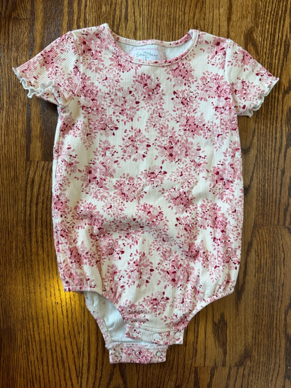 SweetHoney Pink Floral Ribbed One-Piece